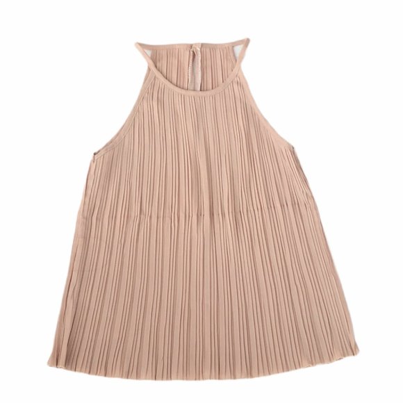 2/$20 beige cream pleated chiffon tank top size S - Picture 2 of 3